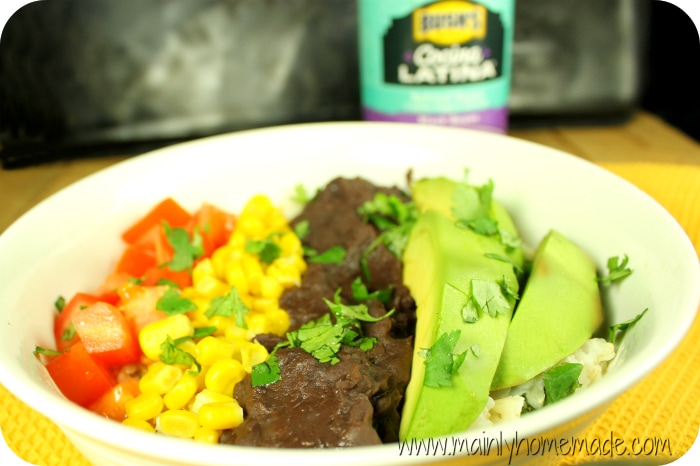 Meatless burrito bowl with beans