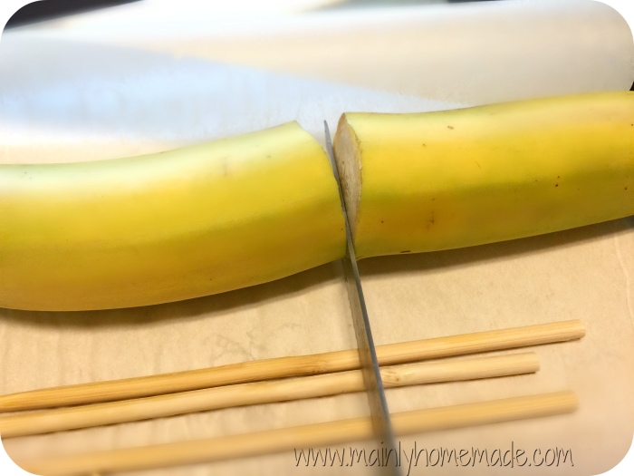 Cutting bananas for banana monkey tail