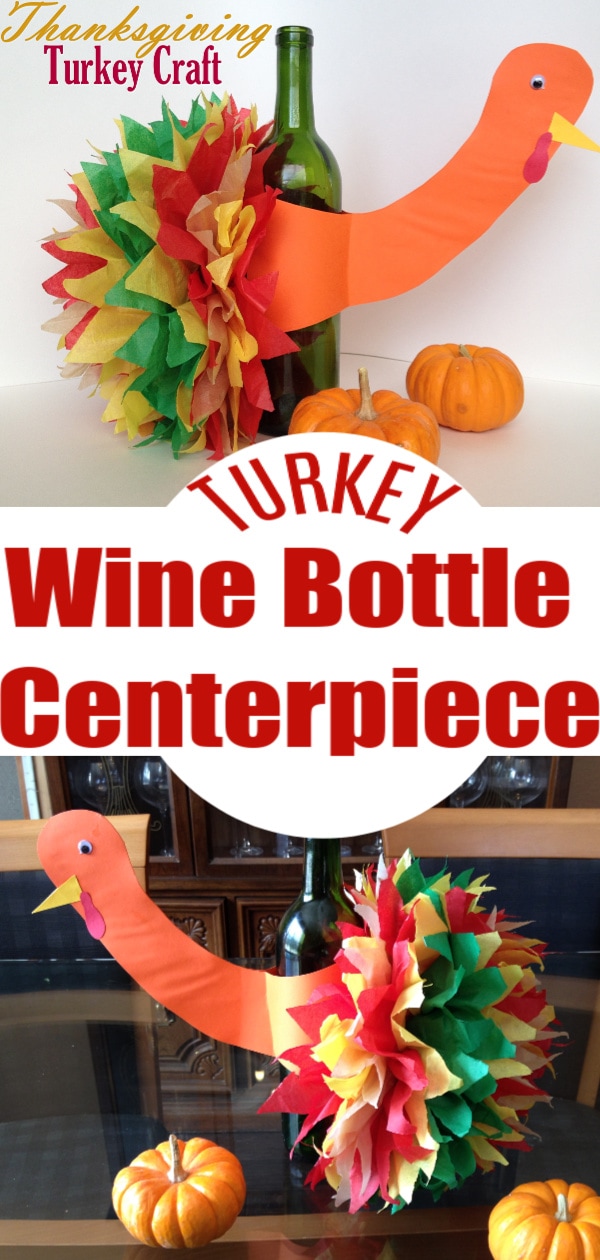 Wine Bottle Turkey Table Centerpiece