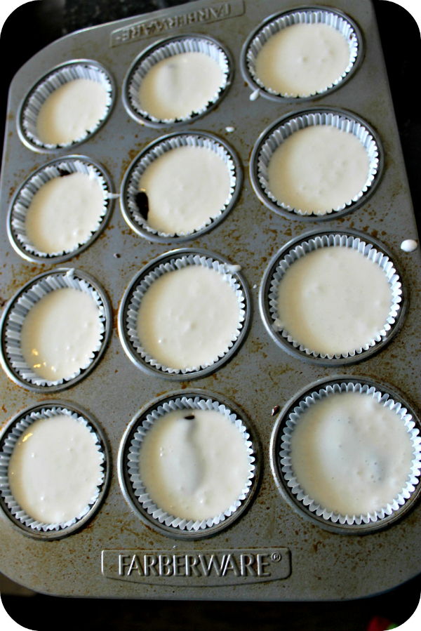 White cake mix in muffin tin