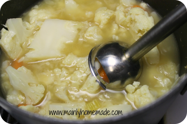 Blending Homemade Cauliflower Soup
