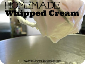 Homemade whipped cream soft peaks