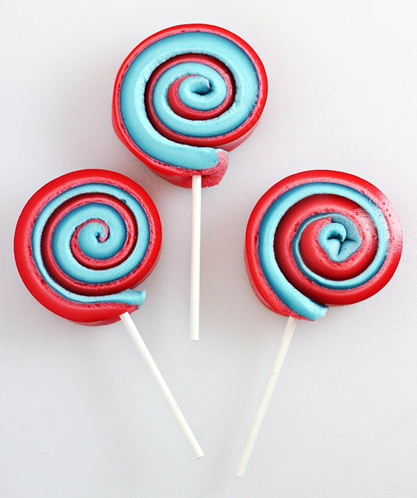 Red and blue marshmallow pinwheels