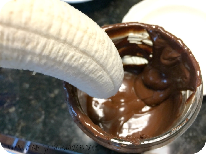 Banana monkey tail dipped in chocolate