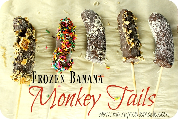 Chocolate frozen banana monkey tail