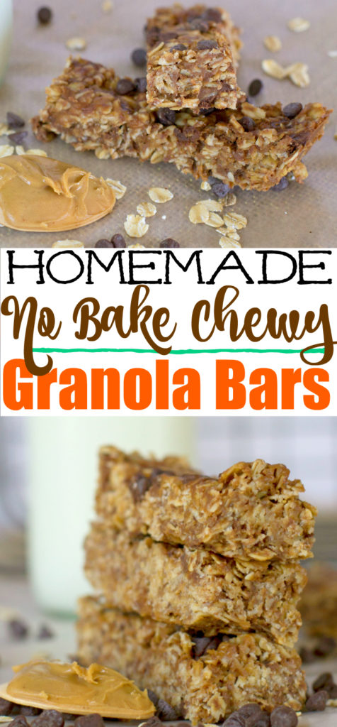 No Bake Peanut Butter Chocolate Chip Homemade Chewy Granola Bars