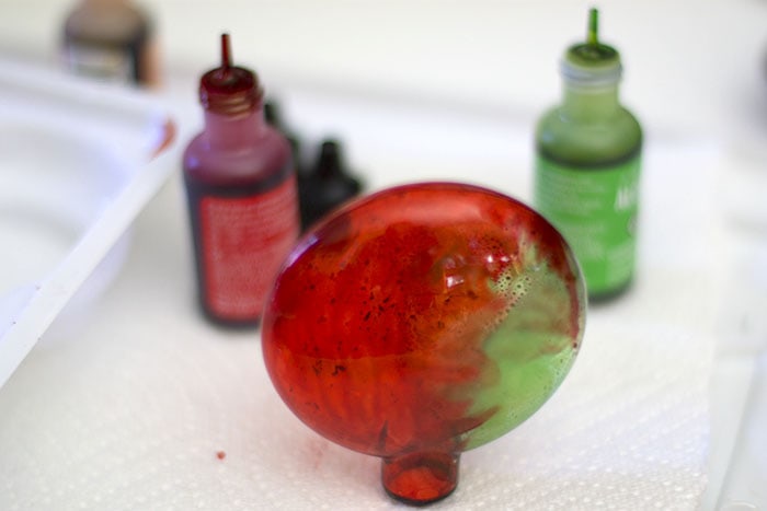 alcohol ink christmas ornament drying