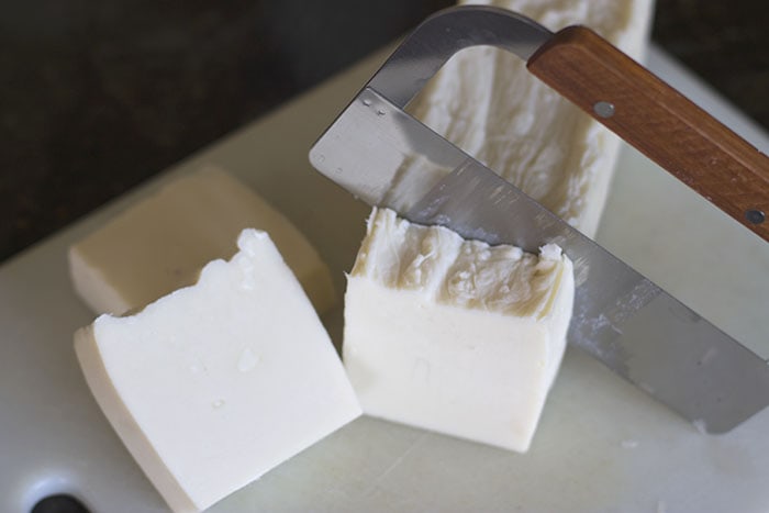 Cutting finished hand milled Soap