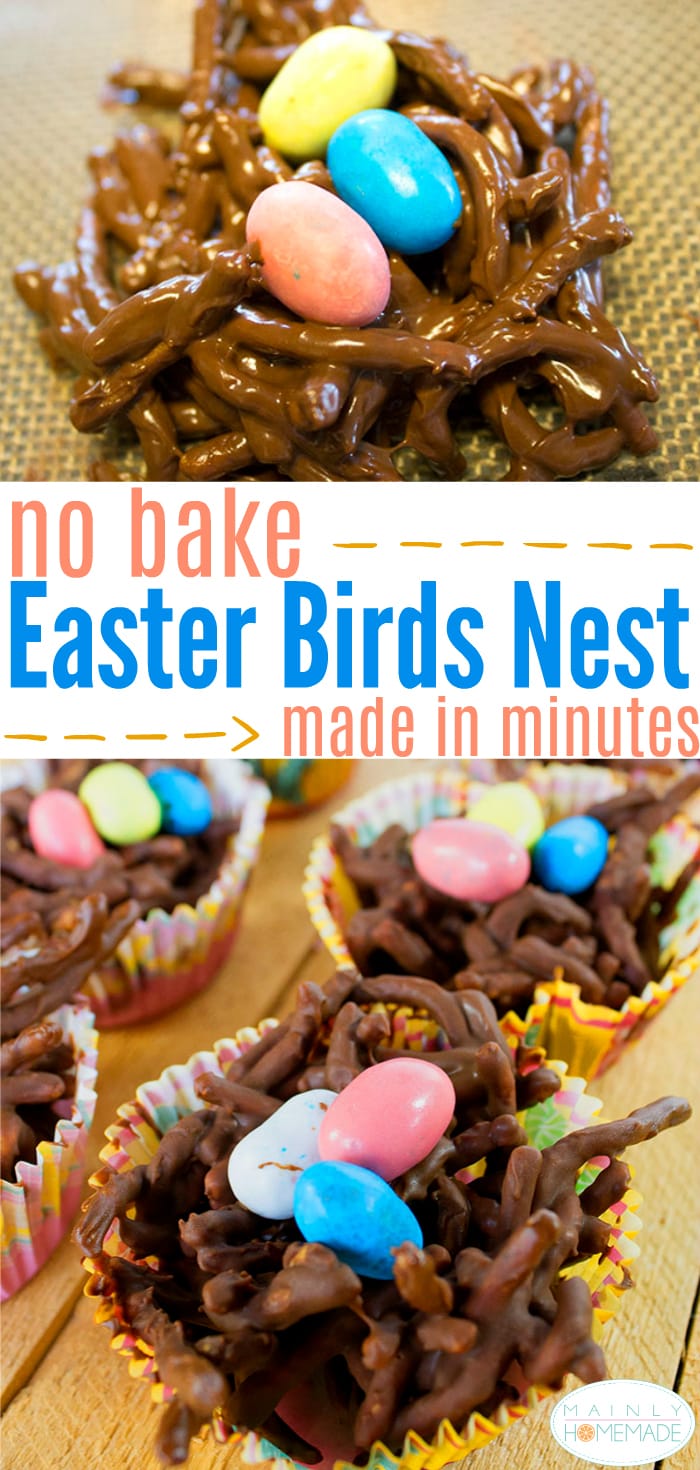 Easy no bake Easter birds nest recipe cookies